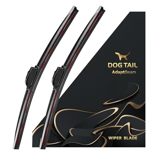 DOG TAIL Neoprene Dual-Steel Frame Wiper Blades 22"+22" with Multiple Adapters, Automotive Replacement Vehicle Front Windshield Wiper Blades Set for My Car Truck Vehicle AdaptBeam