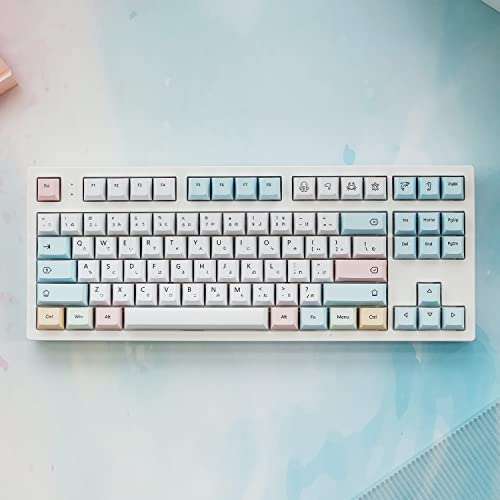 Image of CuXiu Chalk Keycaps 136 Keys PBT Keycap Set for Cherry MX Switches Cherry Profile Japanese Keycaps for Mechanical Keyboard Dye Sub gh60 xd64 xd84 xd96 87 104