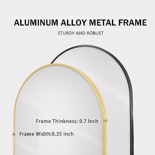 Beautypeak Wall Mounted Mirror, 20"X36" Oval Bathroom Mirror, Gold Vanity Wall Mirror W/Metal Frame For Vertical & Horizontal Hang, Ideal For Bedroom, Entryway, Living Room #TOP3