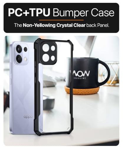 Image of WOW IMAGINE Shock Proof Clear Protective Back Case for Oppo K13 5G - AirEDGE Technology | 360 Degree Camera Protection | Transparent Hybrid Back Case Mobile Cover - Black