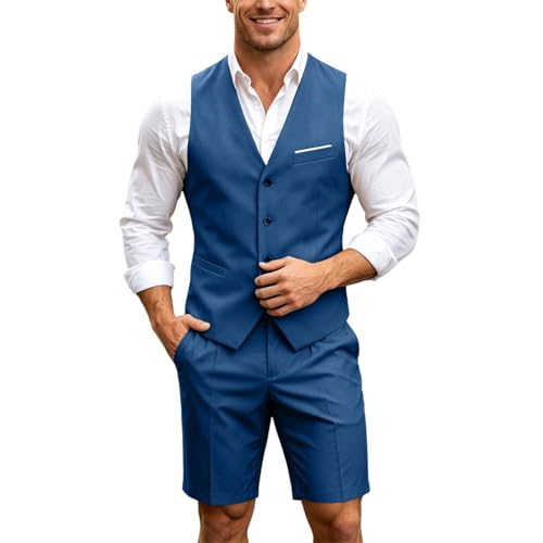 Traje de dos piezas de verano para hombre con ropa de lino elegante