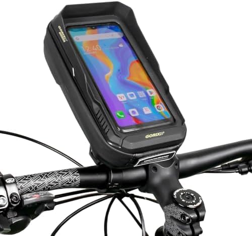 GORIX Handlebar Bag Waterproof Smartphone Holder Mount Durable Front Bag Touch Screen 360 degree rotation Road Mountain Bike (active H3)
