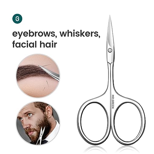 MR.GREEN Eyebrow Scissors Curved Blade Cuticle Facial Hair Scissors Professional Stainless Steel Manicure Trimmer Hair Remover (Mr-2001) - Image 2