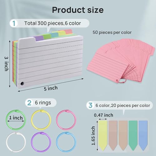 Tarjetas de índice rayadas con anillo para memorizar apuntes sin perder tus notas de doble cara 5