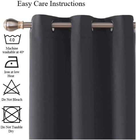 Thermal Insulated Blackout Ring Top Eyelet Curtains for Bedroom Windows 46 x 90 Inches Charcoal 2 Panels (46(116cm)” wide x 90(228cm)” long - Image 5