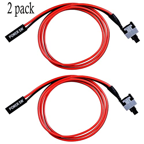 Image of Hulk 2 Pack 2 Pin SW PC Case Power Cable on /Off Push Button ATX Computer Switch Wire 45cm-Multicolor