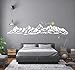 Mountains Wall Decal for Kids Room Nursery Moutains with Sun Birds Decals Moutains Vinyl Decals Decor Bedroom Wall Decor Home Decoration A22 (White,Gold)