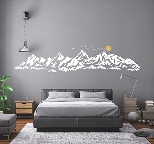 Vinilo Decorativo Montañas Blanco y Oro 193x42 cm