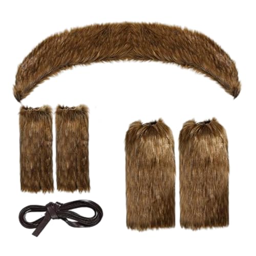 Costume Viking pour femme en fausse fourrure douce avec jambières et col assortis