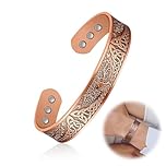 MWUMRCM Bracelet magnétique en cuivre avec 6 aimants - Bracelet réglable en cuivre massif avec motif arbre pour homme et femme