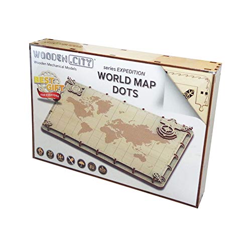 WOODEN CITY- World Map Dots Puzzle mécanique, WM507
