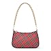 Stewart Tartan Plaid Red Shoulder Bag for Women Fabric Crescent Handbag with Zipper Chain Clutch Purses for Party Concert Teen Girls Travel