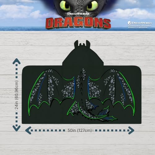 Image of How to Train Your Dragon Toothless Super Soft Bath /Pool /Beach Soft Cotton Terry Hooded Towel Wrap, 24 in x 50 in, (Officially Licensed Product) by Franco