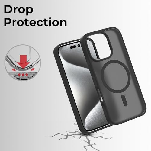 Image of Glassology Silicon Case for iPhone 16 pro Frosted Magnetic Case - Matte Translucent TPU+PC Shockproof & Anti-Scratch Phone Cover with N52 Magnet Black