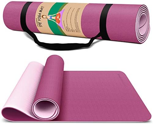 Dralegend Yoga Mat Exercise Fitness Mat - High Density Non-Slip Workout Mat for Yoga, Pilates & Exercises, Anti - Tear, Sweat - Proof, Classic 1/4 Inch
