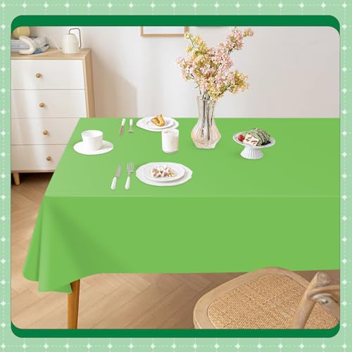 Image of Lime Green 14 Pack 54 x 108 Inch Plastic Tablecloths, Disposable Rectangle Tablecloth, Party Table Cover Plastic Table Cloth