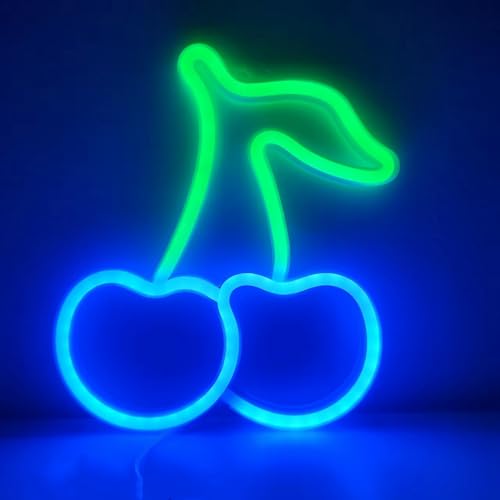 Image of Cherry Neon Signs Aesthetic Decor for Birthday Fruit Themed Party Favors,Baby Shower Decorations,Girls Bathroom Christmas Wall Art,USB or Battery Powered