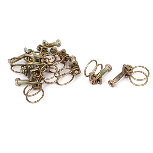 Aexit Adjustable Range Clamps Steel Wire Water Tube Hose Clamp Bronze Strap Clamps Tone 10pcs