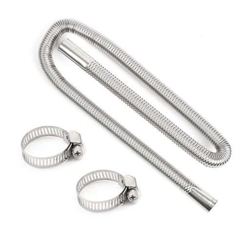 HUAREW 150 cm x 2,5 cm Tuyau D'échappement, Portable Flexible Tuyau d'échappement en Acier Inoxydable avec 2 Colliers en Acier IOnoxydable