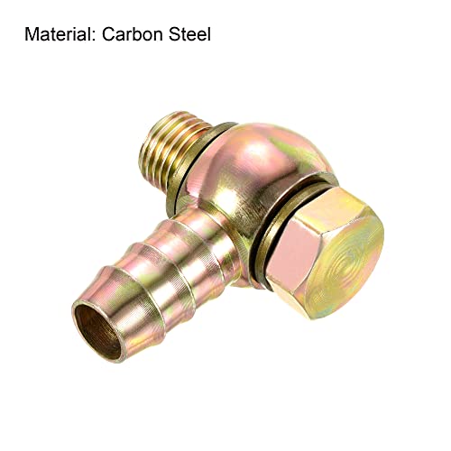 PATIKIL Hose Barb Fitting Elbow 16mm Barbed M14x1.5 Male Thread, Carbon Steel Pipe Adapter Connector for Air Water Fuel Oil Gold - Image 3