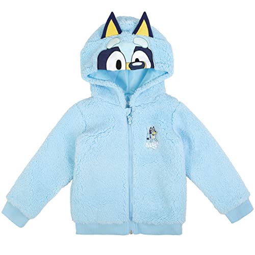 Bluey Cozy Sherpa Zip Up Cosplay Hoodie Toddler to Big Kid Sizes (2T - 10-12)