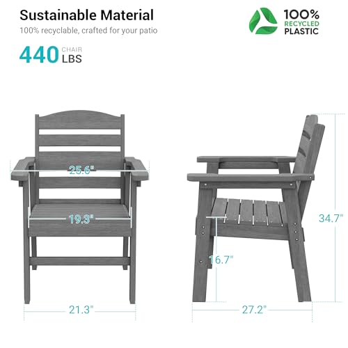 Image of HDPE Outdoor Dining Chairs Set of 2