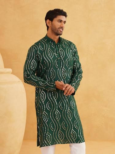 Image of SOJANYA Men's Pure Cotton Leheriya Design Long Kurta