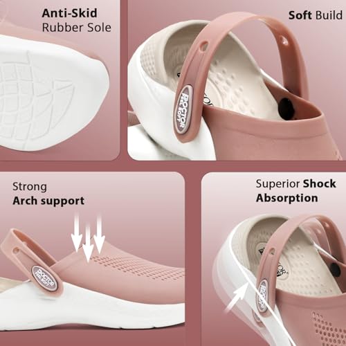 Image of Clogs for Women | Cushioned EVA Slip-On Sandals with Back Strap | Lightweight Anti-Slip Everyday Wear Footwear
