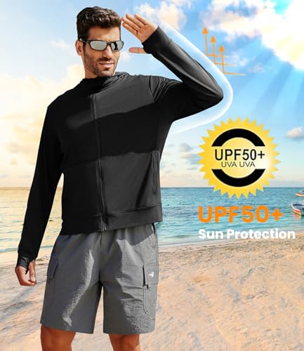 Men's UPF 50+ Full Zip Up Sun Protection Hoodie Jacket Long Sleeve Lightweight UV Shirts for Men Hiking Fishing2