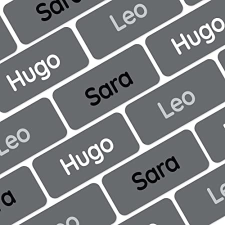 My Nametags® Award-Winning Name Stickers for Clothes & Items | 56 No-Iron, Washable Stick-On Tags for Babies, Kids & Adults (Dark Grey) — image 1