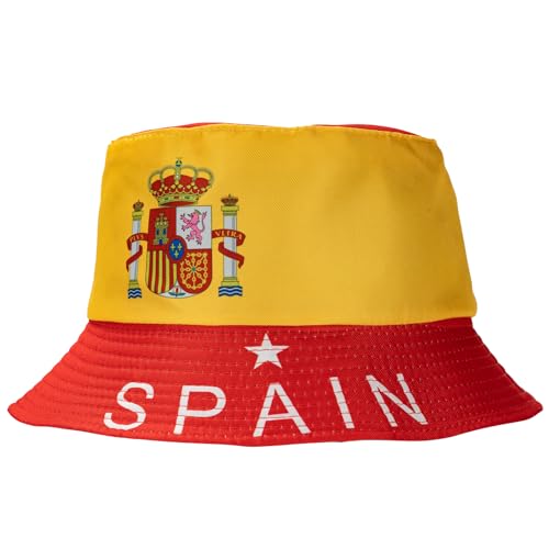 2026 World Cup Spain Fan Bucket Hat with National Flag,Fisherman Hat for World Cup Fan Black