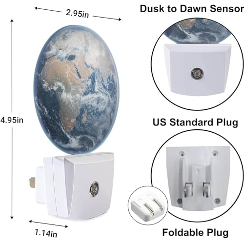 Image of Planet Plug-in Nightlight Earth with Continents Oceans Plug-in Nightlight Energy Saving 0.5W LED Lighting for Boys Girls Men Women