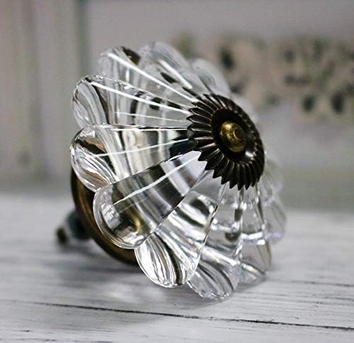 4x Retro Clear Acrylic Sunflower Handle knobs Pastoral Rural Style Door Drawer Cabinet Cupboard Handle and Knobs Funiture Pull