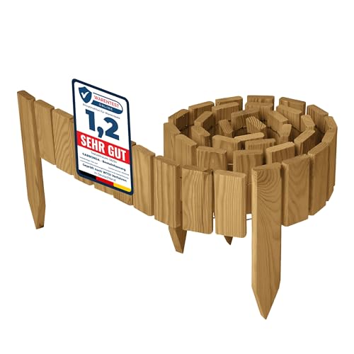 Garronda Beeteinfassung Holz Rollzaun Holzzaun 10 cm x 200 cm imprägniert Flexibler Rollborder Rasenkante Palisade Gartenzaun Umzäunung für Garten GD-0149, Hellbraun Garronda Beeteinfassung Holz Rollzaun Holzzaun 10 cm x 200 cm imprägniert Flexibler Rollborder Rasenkante Palisade Gartenzaun Umzäunung für Garten GD-0149, Hellbraun