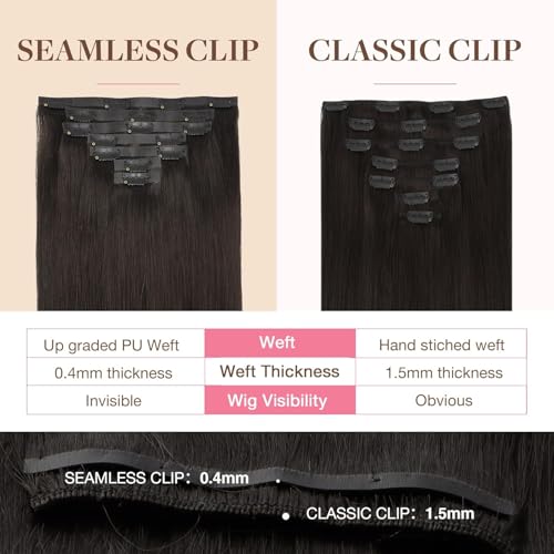 Image of GOO GOO Seamless Clip in Hair Extensions Real Human Hair Remy Extensions