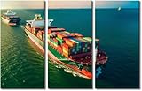 cyongshan Lienzo enmarcado de 3 piezas para pared, puente de grúa trabajando al atardecer, contenedores, barco de carga, 30 x 60 cm, decoración moderna para el hogar para dormitorio y sala de estar