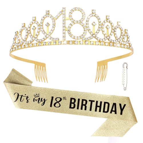 Semato 18th Birthday Decorations for Girls 18th Birthday Crown and Sash Gifts for Girls Party Supplies and Favors