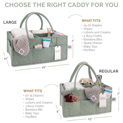 Image of Parker Baby Diaper Caddy - Nursery Storage Bin and Car Organizer for Diapers and Baby Wipes - Sage Green, Large (Pack of 2)