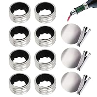 TIANNAIT 8 Weinringe und 6 Drip Pad, Weinringe aus Edelstahl, Tropfschutz, Zubehör für auslaufsichere Weine, wiederverwendbar, in Häusern und Bars verwendet