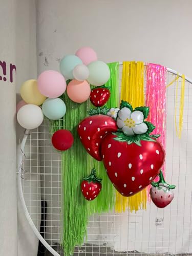 Image of Big Strawberry Balloons Berry Foil Balloons for Strawberry Birthday Party Decorations Berry Sweet Baby Shower Decorations Berry First Birthday Decor Strawberry Decorations for Party Picnic Theme