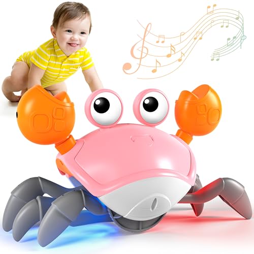 Image of ZHVV Crawling Crab Toy, Infant Tummy Time Baby Toys, Fun Interactive Dancing Walking Moving Toy Babies Sensory Induction Crabs with Music, Baby Toys Boys Girls Toddler Birthday Gifts