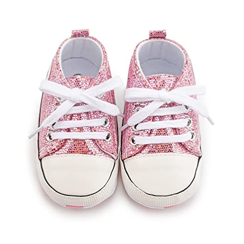 Image of Unisex Baby Boys Girls Shoes, Newborn Infant Non-Slip Canvas Denim High Top Sneakers, Toddler First Walkers Shoes