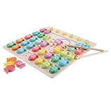 ORFOFE 磁付き釣りゲーム 木製マッチングパズル 数字とアルファベット学習 早期教育 鮮やかカラーデザイン 男の子女の子向け集中力アップ プレゼントに