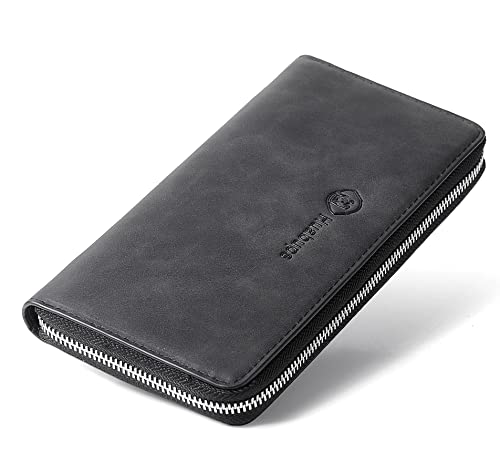 FSD. WG Mens Leather Wallet with Money Large Hand Bag Big Clutch Wallet Gifts for Men