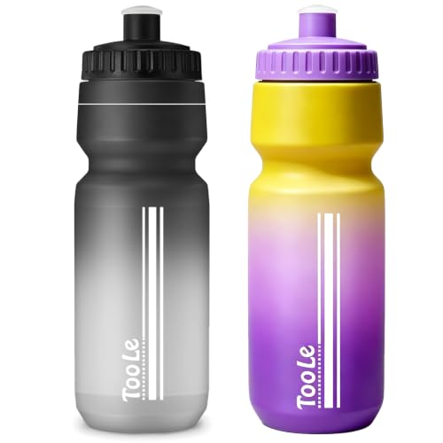 2 Pack Bike Water Bottle, Squeeze Water Bottle Leakproof BPA Free 24Oz