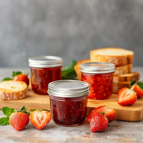 Image of ComSaf Wide Mouth Mason Jars with Lids 8 oz 6Pcs, Half Pint Small Mason Containers, Canning Jars for Jam, Jelly, Meal Prep, Overnight Oats, Yogurt Parfait, Shower Wedding Favors, DIY Candles Decor