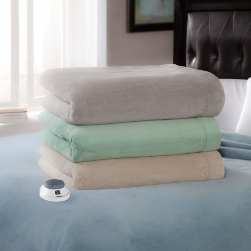 Serta | Luxurious Velvet Plush Heated Electric Warming Blanket With Safe & Warm Low-Voltage Technology, Full, Pearl #TOP2