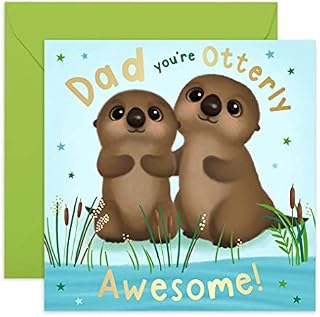 Daddy Birthday Cards - Sweet Birthday Card for Dad - 'Dad You're Otterly Awesome' - Cute Dad Birthday Card - From Son Or Daughter - Comes with Cute Stickers - By Central 23