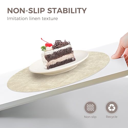Image of 13 inch Round Placemats Set of 4, NCUE Dual-Sided Faux Leather Heat Resistant Table Mats, Waterproof Oilproof Washable Protective Table Placemats with Coaster, Wipeable Vinyl for Indoor & Outdoor Use