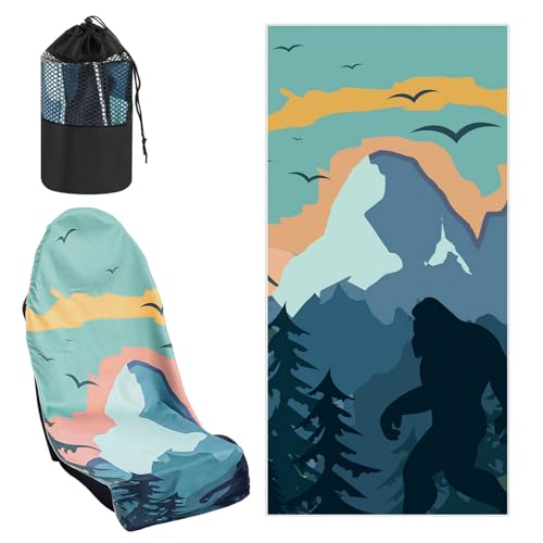 Hahafelt 2 Pack Car Seat Towel Covers with Storage Bag 63 x 32 Inch Athletic Running Towel Seat Sweat Washable Non Slip Cover Gift for Car Outdoor Sport Activities (Sasquatch)